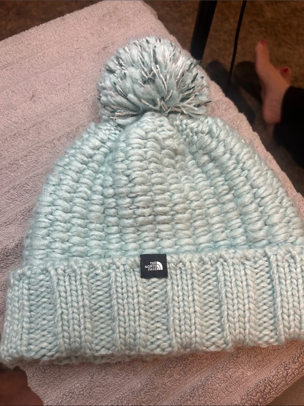 The North Face Kids Pom Knit Beanie - Light Aqua